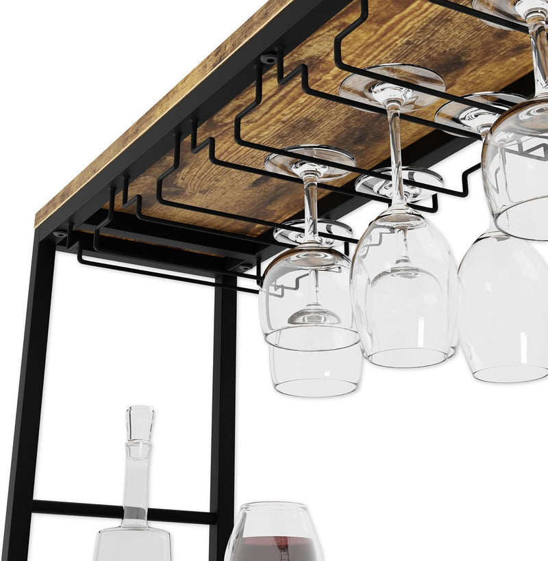 CARLA HOME Large Wine Rack for 20 Bottles with Wood Countertop and Sturdy Metal Frame