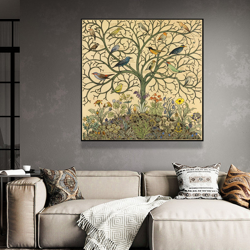 Wall Art 90cmx90cm Tree Of Life Black Frame Canvas