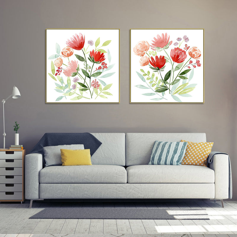 Wall Art 90cmx90cm Florals 2 Sets Gold Frame Canvas