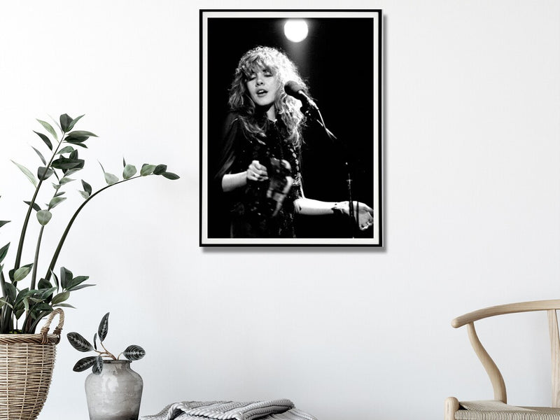 Wall Art 40cmx60cm Young Stevie Nicks in Concert Poster, Black Frame Canvas