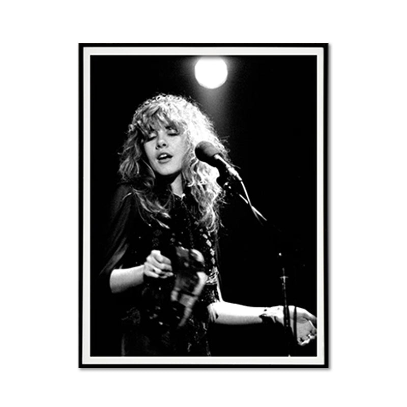 Wall Art 50cmx70cm Young Stevie Nicks in Concert Poster, Black Frame Canvas