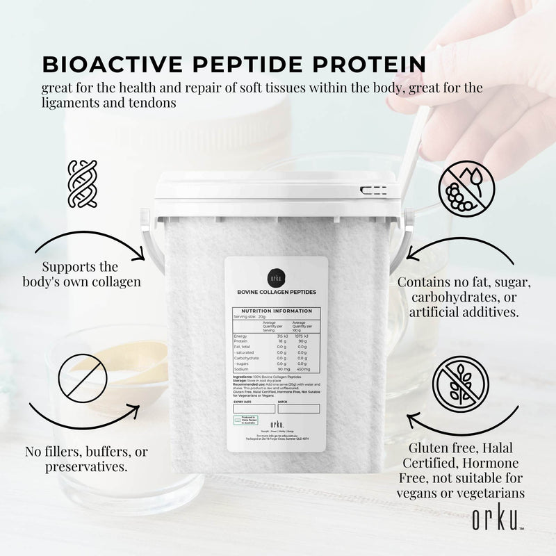 600g Collagen Powder Bucket - Bovine Protein Peptide Supplement Unflavoured