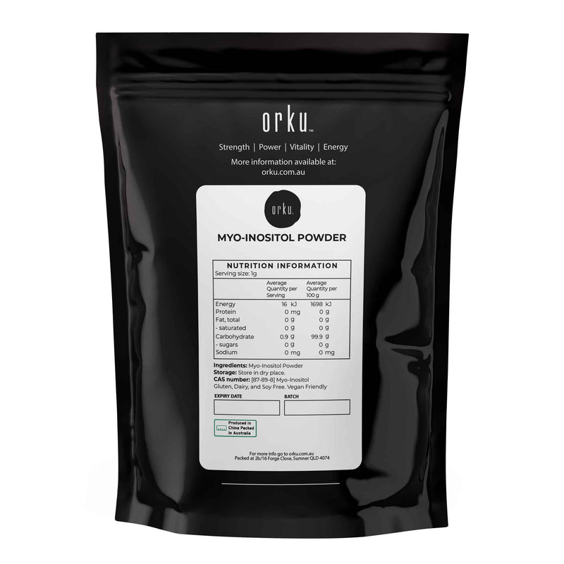 Orku 1kg Myo Inositol Powder - Pharmaceutical-Grade Pure Unflavoured Supplement