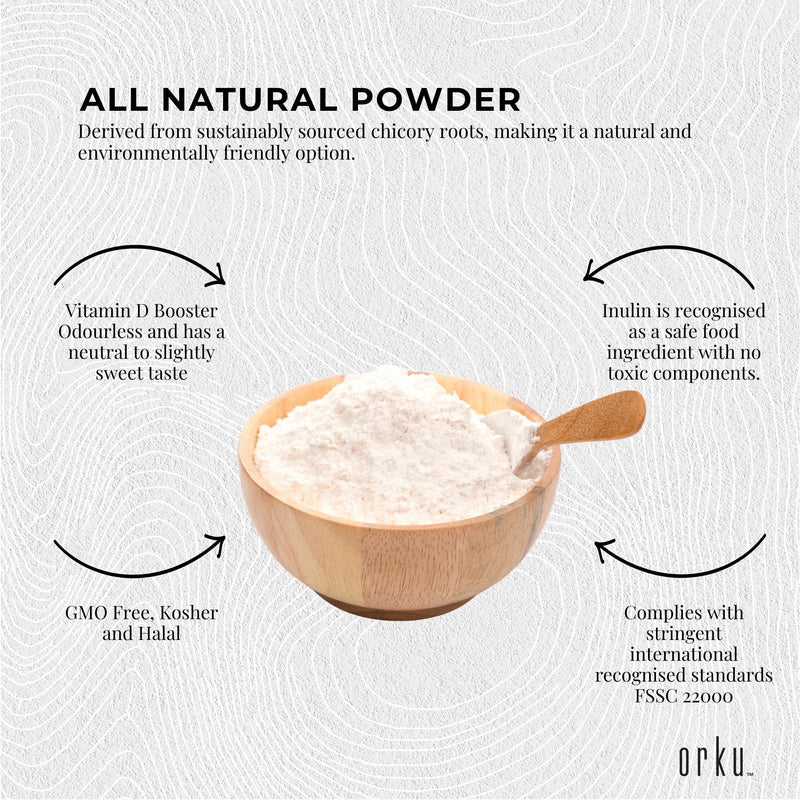 Orku 2Kg Chicory Root Inulin Powder - Natural Prebiotic Unflavoured Supplement