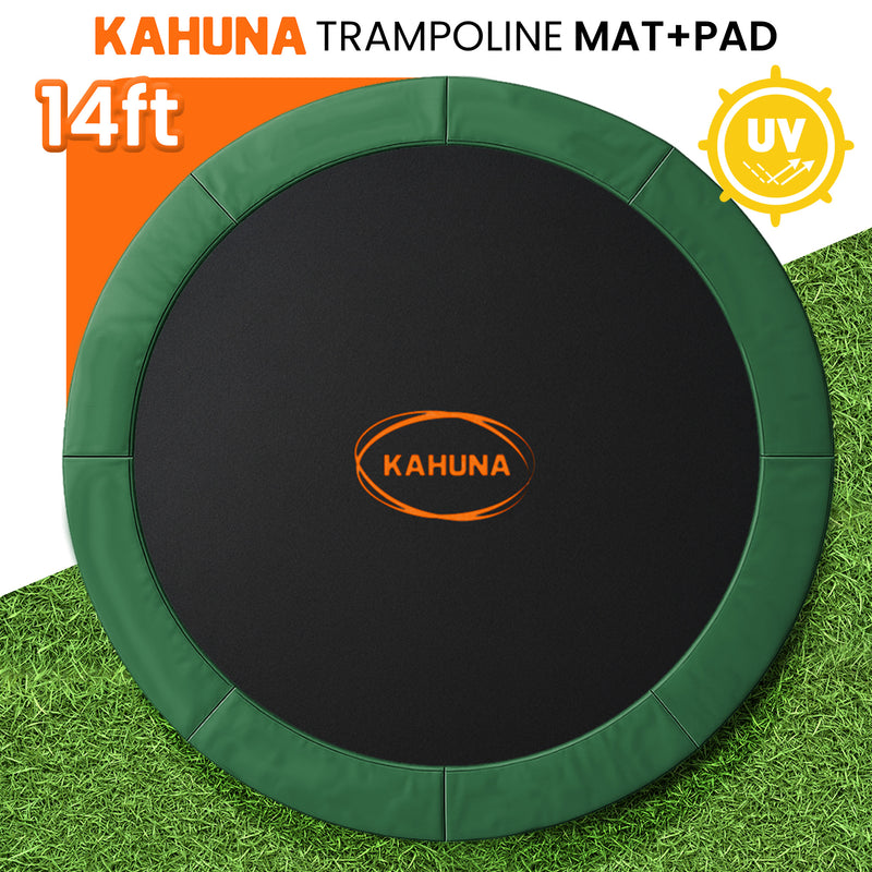 Kahuna 14ft Replacement Trampoline Safety Pad Cover and Jumping Spring Mat - Green