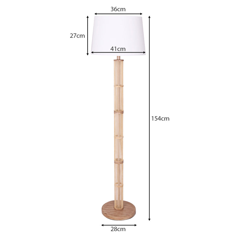 Sarantino Rattan Floor Lamp With Paper-White Linen Shade by Sarantino