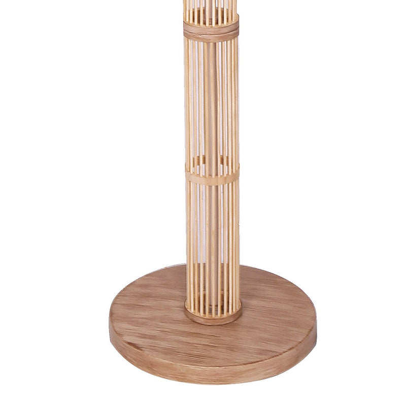 Sarantino Rattan Floor Lamp With Paper-White Linen Shade by Sarantino