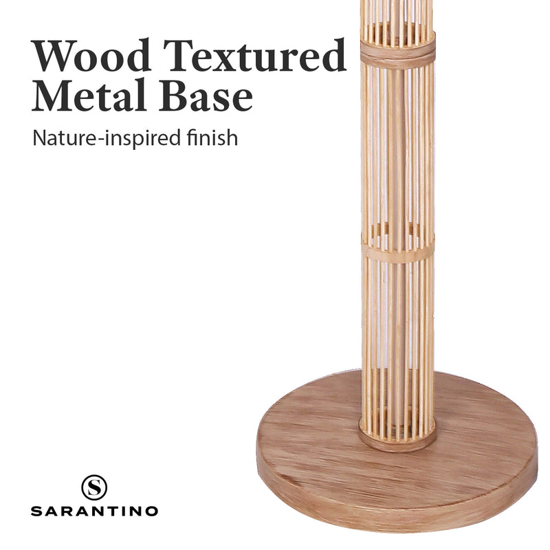 Sarantino Rattan Floor Lamp With Paper-White Linen Shade by Sarantino