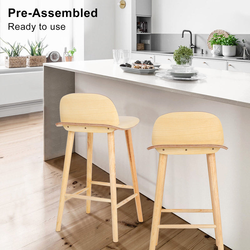 Wooden Bar Stool Dining Chair Ash Wood ELISE 65cm