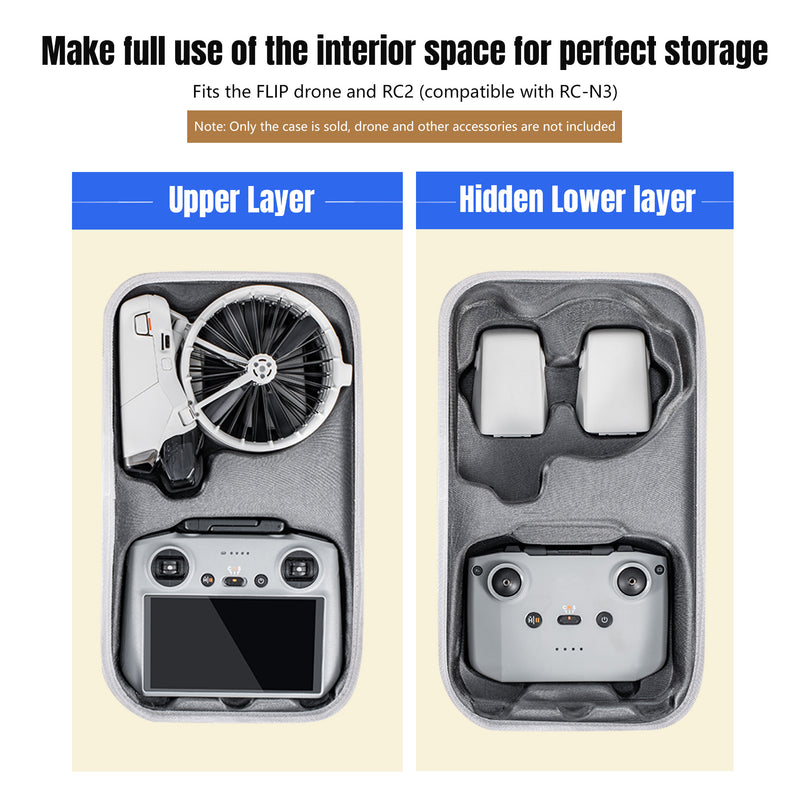STARTRC Flip Drone Case for DJI Flip Fly More Combo,Portable PU Leather Shoulder Bag Can Organizes RC2/RC-N3 Remote, 7 Original Batteries, Charging Hub, 65W Charger, Flip Drone and Other Accessories