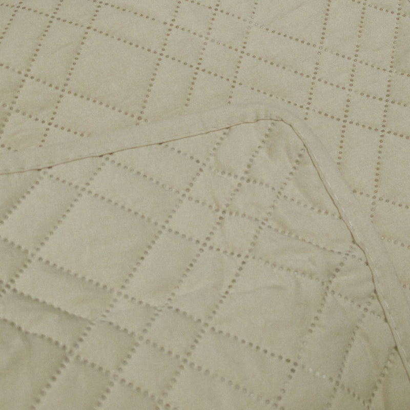 Jane Barrington Morris Beige Ultrasonic Embossed Lightly Quilted Reversible Coverlet Set Queen