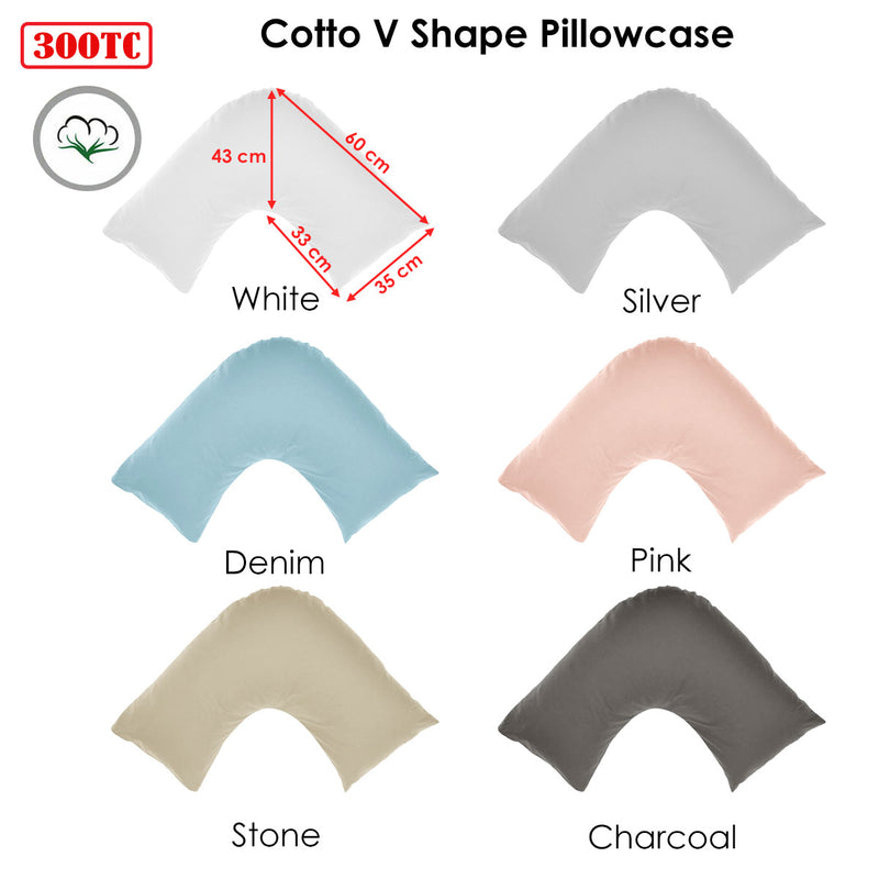 Algodon 300TC Cotton V Shape Pillowcase Denim