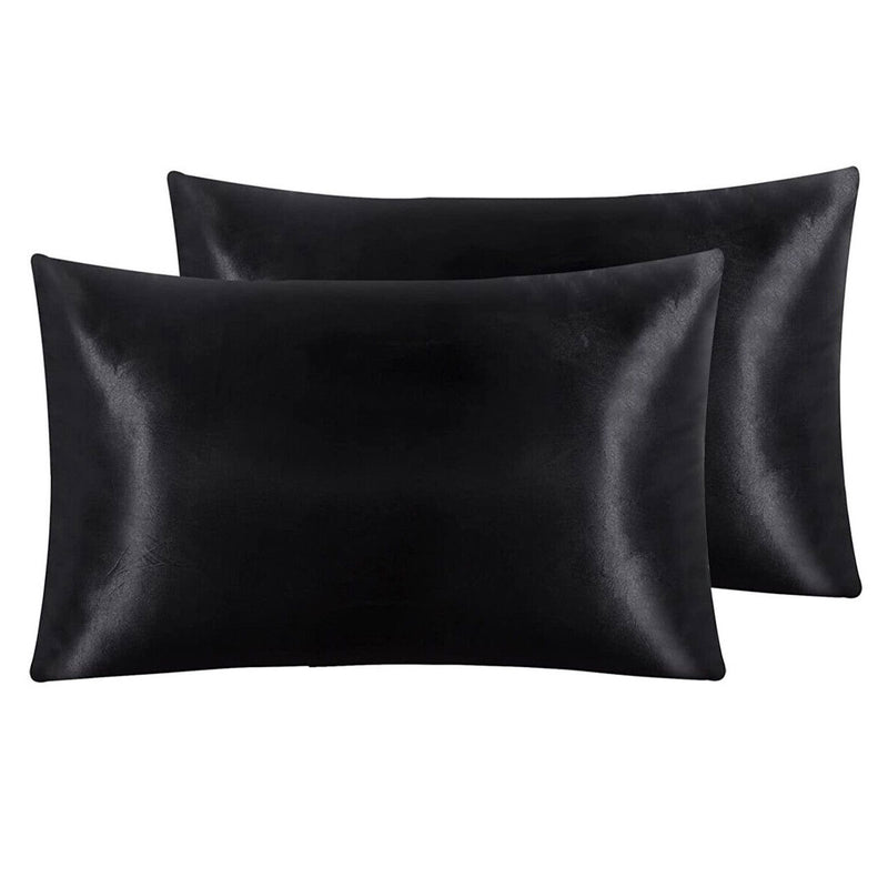 Pair of Standard Satin Silk Pillowcases with Envelope Closure 51 x 76 cm Grey