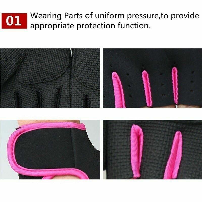L Size Aolikes Sports Gloves Weight Lifting Exercise Training Workout Bike Riding - Black+Pink