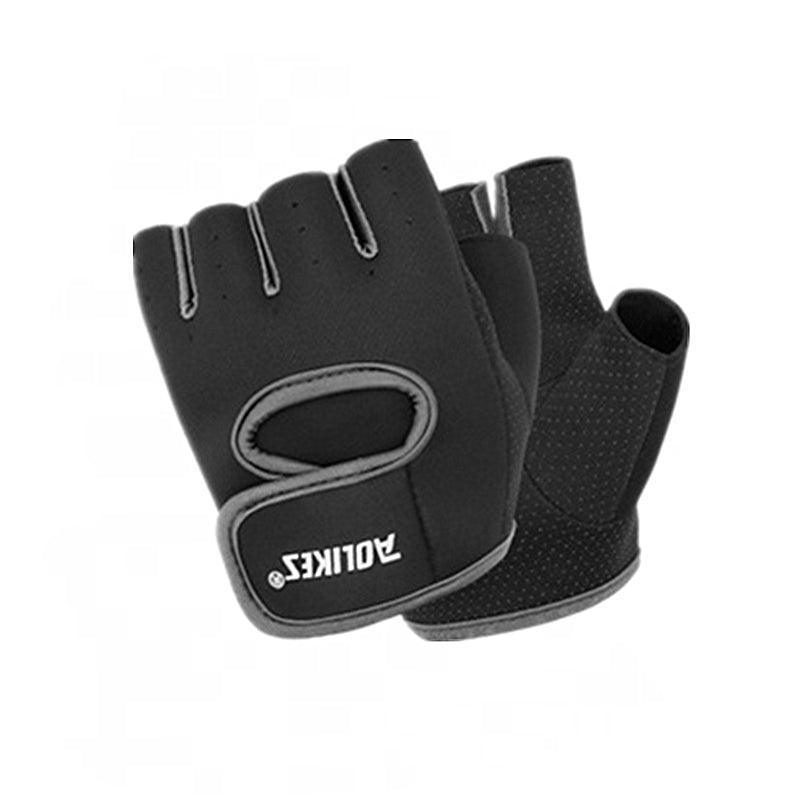 M Size Sports Gloves Weight Lifting Exercise Training Workout Bike Riding Men Women - Black+Grey