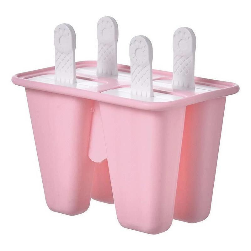 Silicone Ice Cream Mould Block Frozen Molds Icy Pole Jelly Popsicle - Blue-4Grid