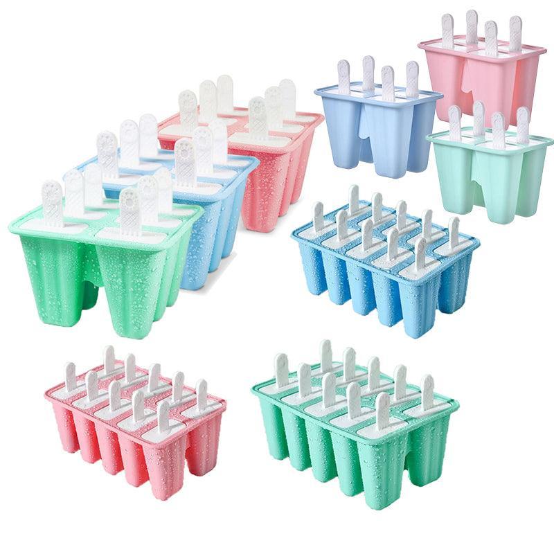 Silicone Ice Cream Mould Block Frozen Molds Icy Pole Jelly Popsicle - Pink-4Grid