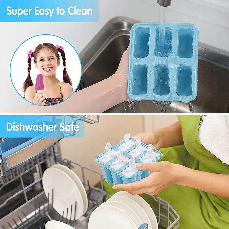 Silicone Ice Cream Mould Block Frozen Molds Icy Pole Jelly Popsicle - Pink-4Grid