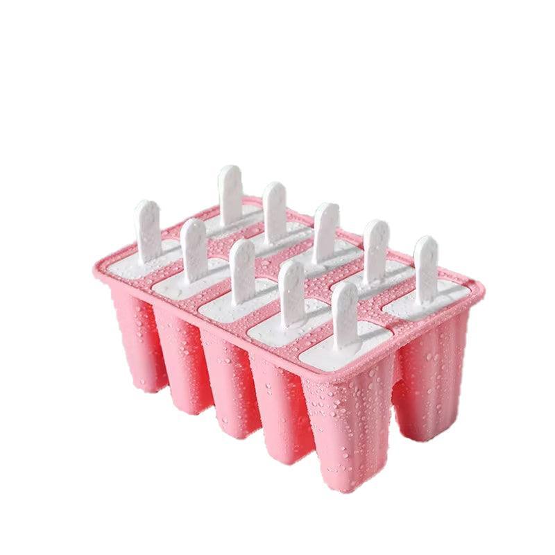 Silicone Ice Cream Mould Block Frozen Molds Icy Pole Jelly Popsicle - Pink-4Grid