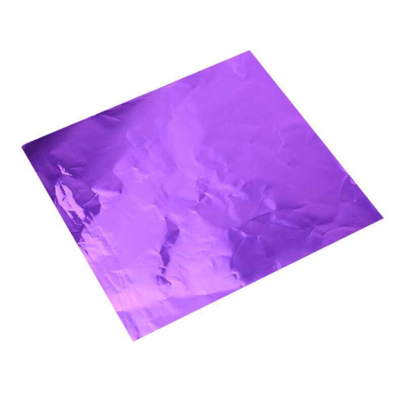 100PCS Tin Foil Aluminium Wrapping Square Chocolate Wrappers 10CM - Pink/Embossed