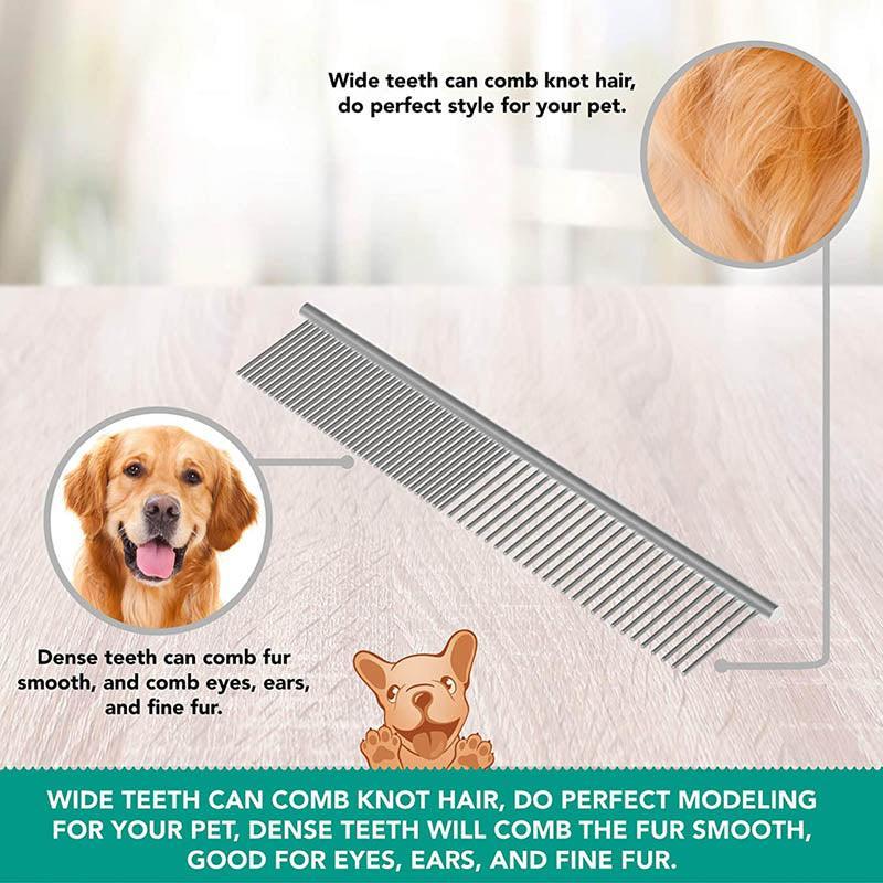 Stainless Steel Teeth Metal Comb Brush Pet Cat Dog Hair Grooming Trimmer Round - XL:19*5.5CM