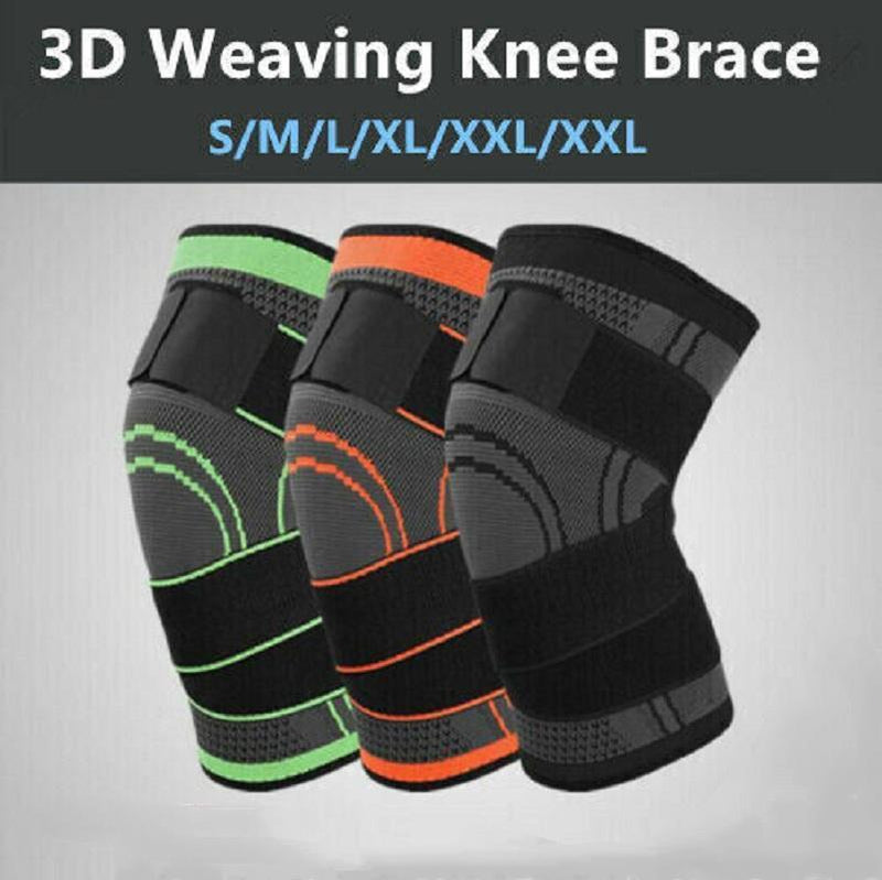 3D Weaving Knee Brace Breathable Sleeve Support Running Jogging Joint Pain Leg Black - Black-S