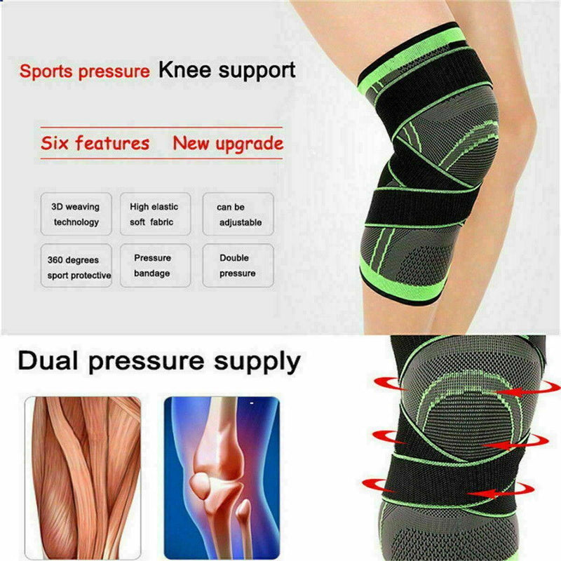 3D Weaving Knee Brace Breathable Sleeve Support Running Jogging Joint Pain Leg Black - Black-S
