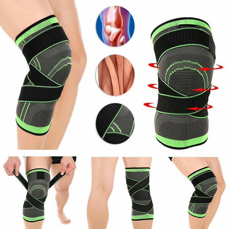 3D Weaving Knee Brace Breathable Sleeve Support Running Jogging Joint Pain Leg Black - Black-S