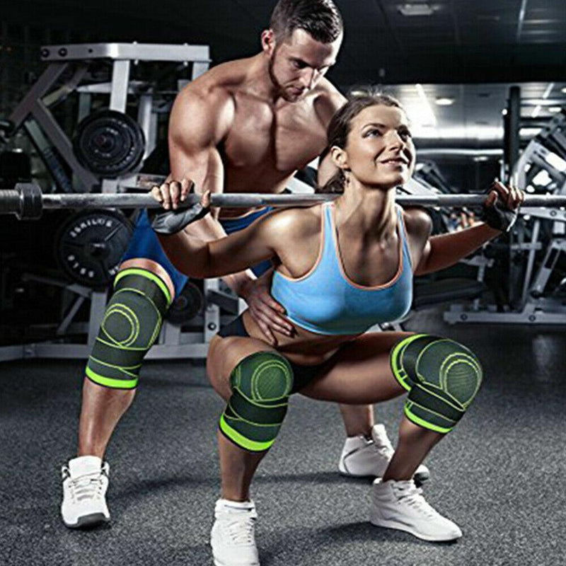 3D Weaving Knee Brace Breathable Sleeve Support Running Jogging Joint Pain Leg Black - Black-XXL