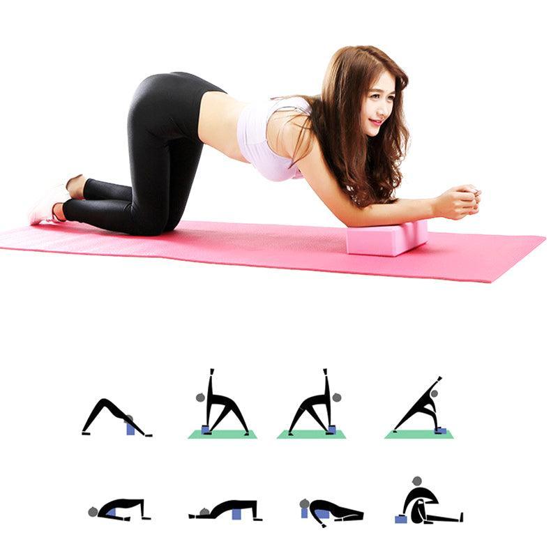 2PCS Yoga Blocks Foam Brick Fitness Exercise Stretch Gym Pilates Tool - Pink
