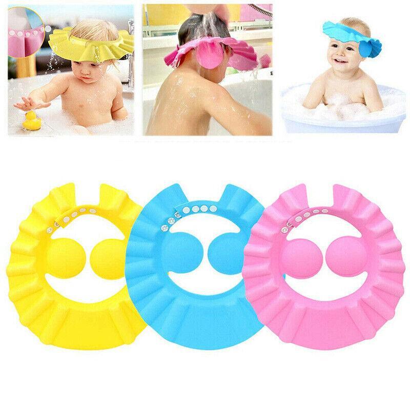 Adjustable Shampoo Shield Bath Hat with Ear Cover for Hair Washing Protection - Blue