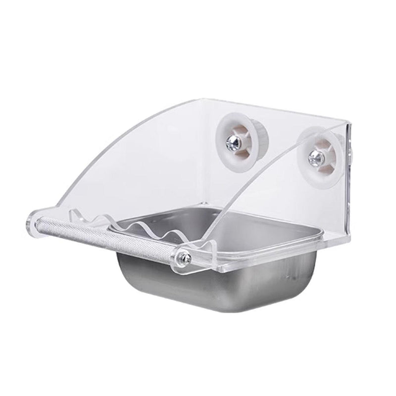 Parrot Stainless Steel Food Bowl Bird Feeder Cage Hanging Dish for Pet Birds - L