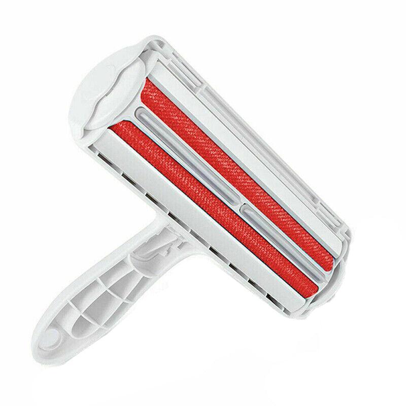 Pet Hair Remover Brush Dog Cat Fur Cleaning Roller Reusable Self Cleaning Tool - Red