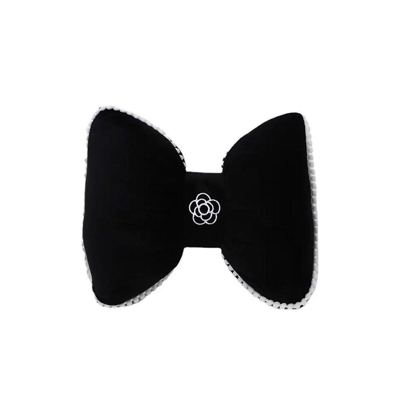 Black Bowknot Neck Pillow Plush Bow Tie Soft Plush Car Headrest Waist Support - Waist