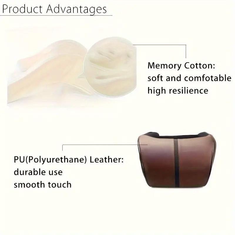 Car Headrest Neck Pillow for Comfortable Travel Support Memory Foam Car Pillow - Brown