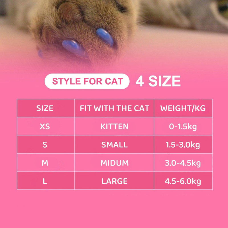 100PCS Anti Scratch Paw Covers for Cats and Kittens Nail Protector Soft Paw - Flat-S