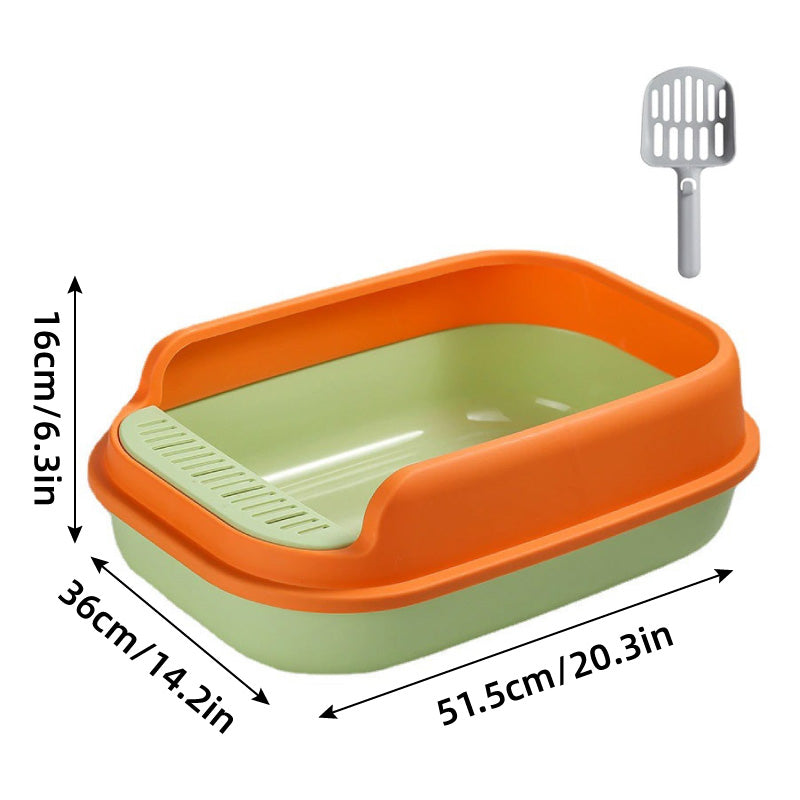 12L Semi Enclosed Large Cat Litter Box with Delivery Shovel Easy Clean Toilet - Purple-Pink