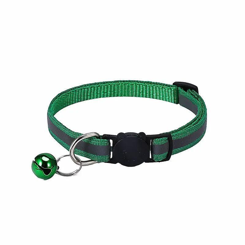 Reflective Cat Collar with Breakaway Buckle and Bell Adjustable for Small Pet Use - Rose Red