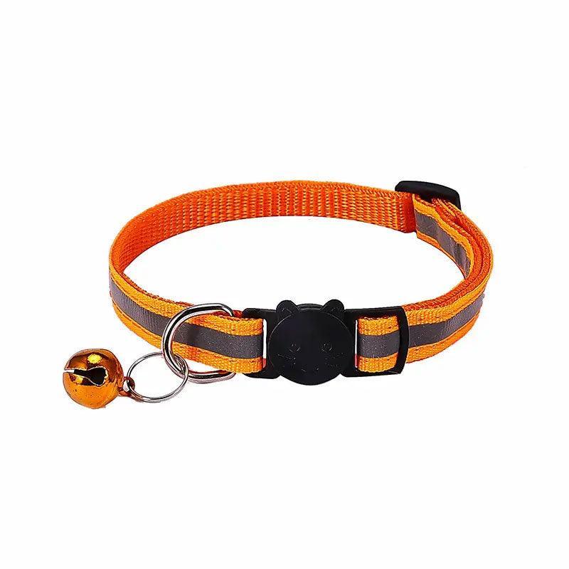 Reflective Cat Collar with Breakaway Buckle and Bell Adjustable for Small Pet Use - Yellow