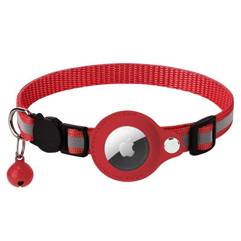 Reflective Pet Collar with Holder for AirTag Tracker – Anti-Lost Cat Dog Tag - Orange