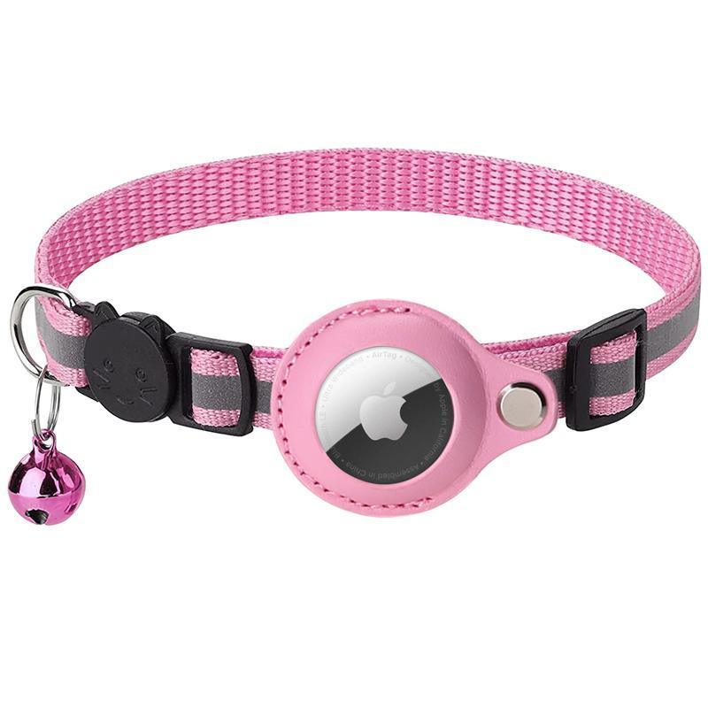Reflective Pet Collar with Holder for AirTag Tracker – Anti-Lost Cat Dog Tag - Purple