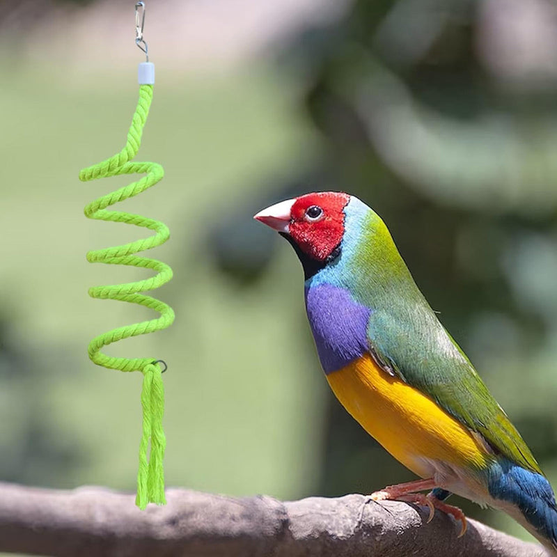Bird Climbing Rope Toy Cotton Spiral Ladder Parrot Cage Hanging Swing Pet Toy - Blue