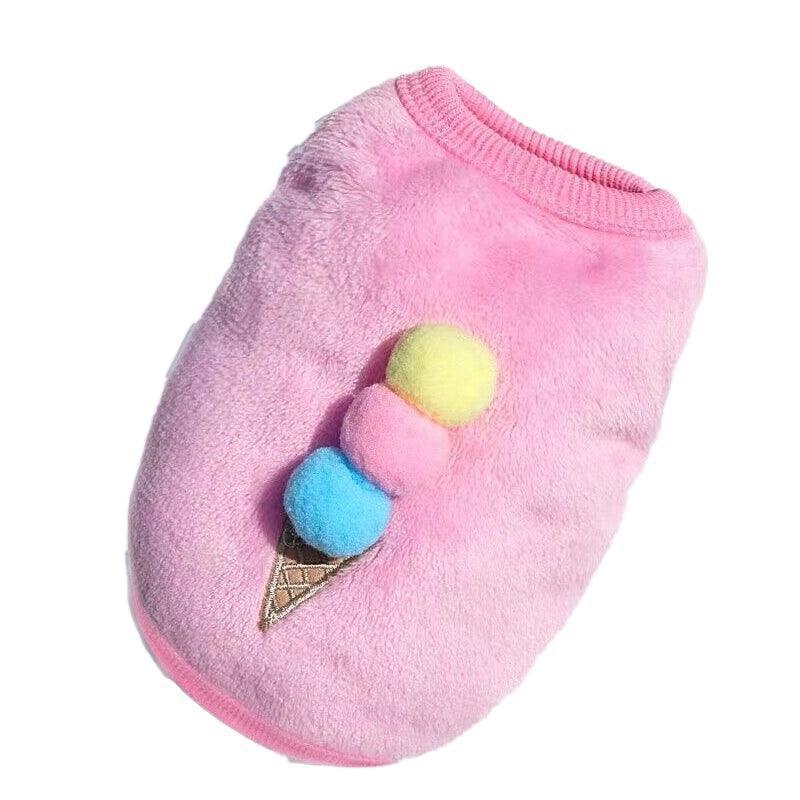 M Size Warm Winter Dog Clothes Soft Fleece Dog Jacket Pet Coat Sweater Puppy Cat Jumper - Red Strawberry