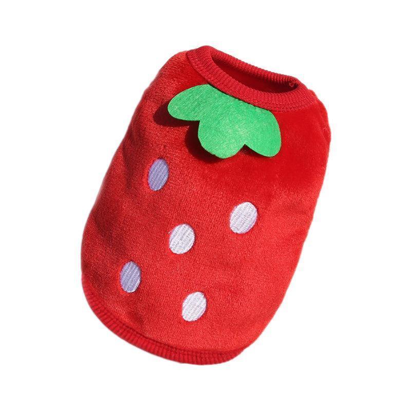 M Size Warm Winter Dog Clothes Soft Fleece Dog Jacket Pet Coat Sweater Puppy Cat Jumper - Red Strawberry