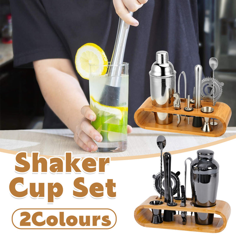 Cocktail Shaker Set Bar Tools Stainless Steel Mixing Glasses Drink Shaker Cups - Silver