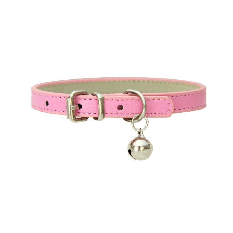 Adjustable PU Leather Cat Collar with Bell Breakaway Buckle 9 Colours - Green