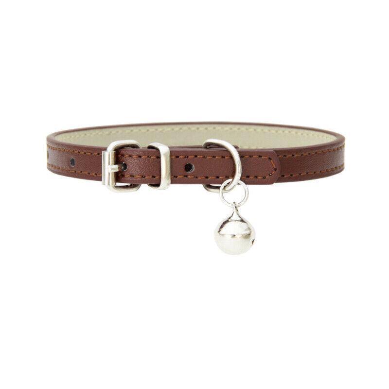 Adjustable PU Leather Cat Collar with Bell Breakaway Buckle 9 Colours - Yellow