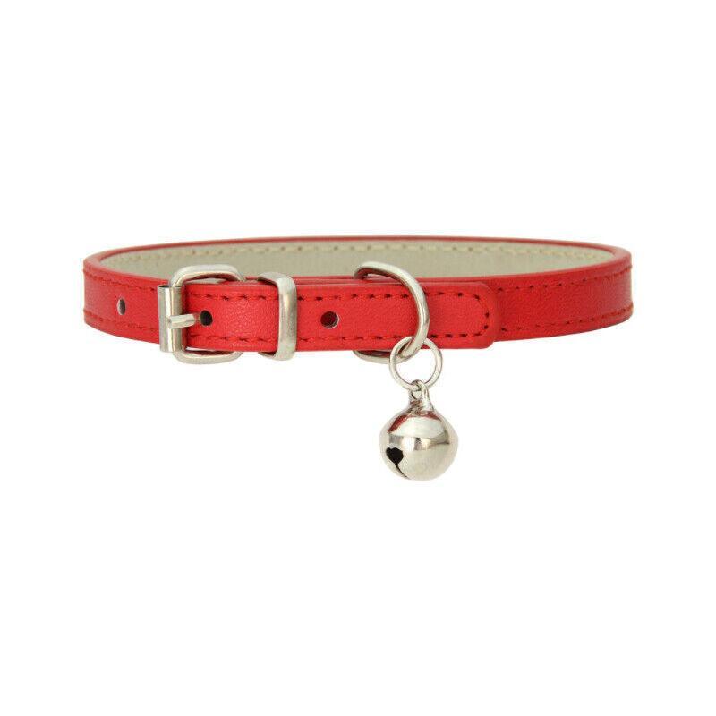 Adjustable PU Leather Cat Collar with Bell Breakaway Buckle 9 Colours - Yellow