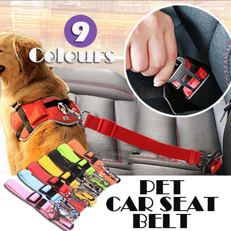 Adjustable Pet Harness Lead for Car Travel with Clip Attachment Nylon Restraint Strap - Dark Blue