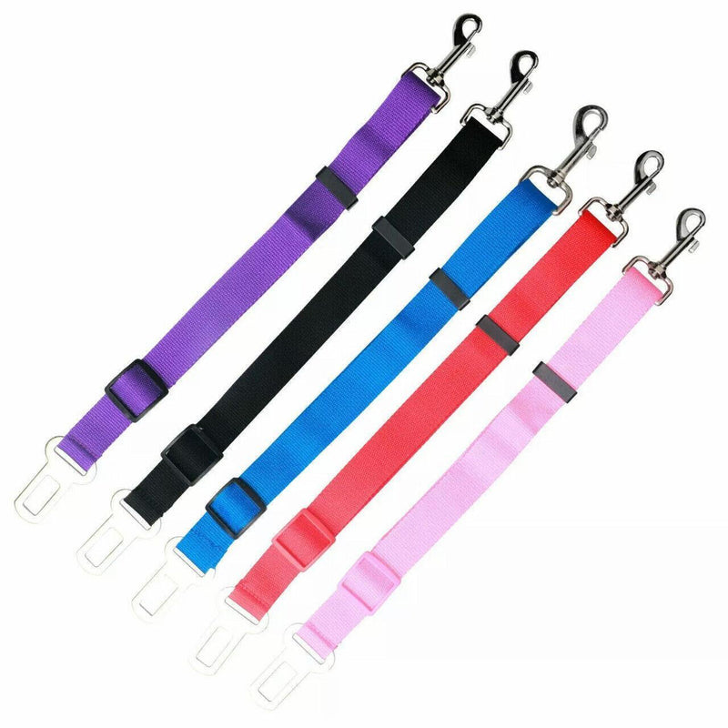 Adjustable Pet Harness Lead for Car Travel with Clip Attachment Nylon Restraint Strap - Green
